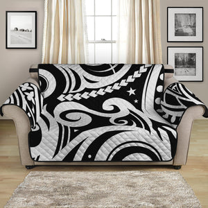 Black And White Polynesian Tattoo Print Loveseat Protector