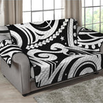 Black And White Polynesian Tattoo Print Loveseat Protector