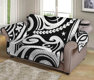 Black And White Polynesian Tattoo Print Loveseat Protector