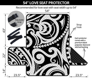 Black And White Polynesian Tattoo Print Loveseat Protector