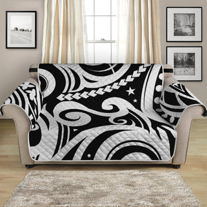 Black And White Polynesian Tattoo Print Loveseat Protector