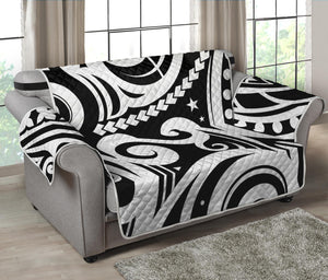 Black And White Polynesian Tattoo Print Loveseat Protector