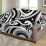 Black And White Polynesian Tattoo Print Loveseat Protector