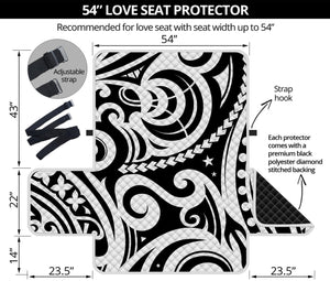 Black And White Polynesian Tattoo Print Loveseat Protector