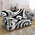 Black And White Polynesian Tattoo Print Loveseat Slipcover