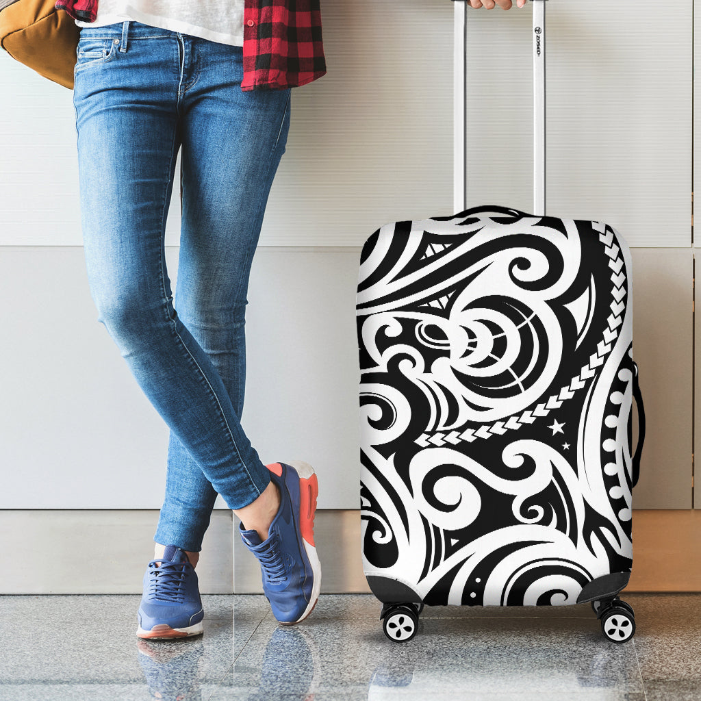 Black And White Polynesian Tattoo Print Luggage Cover