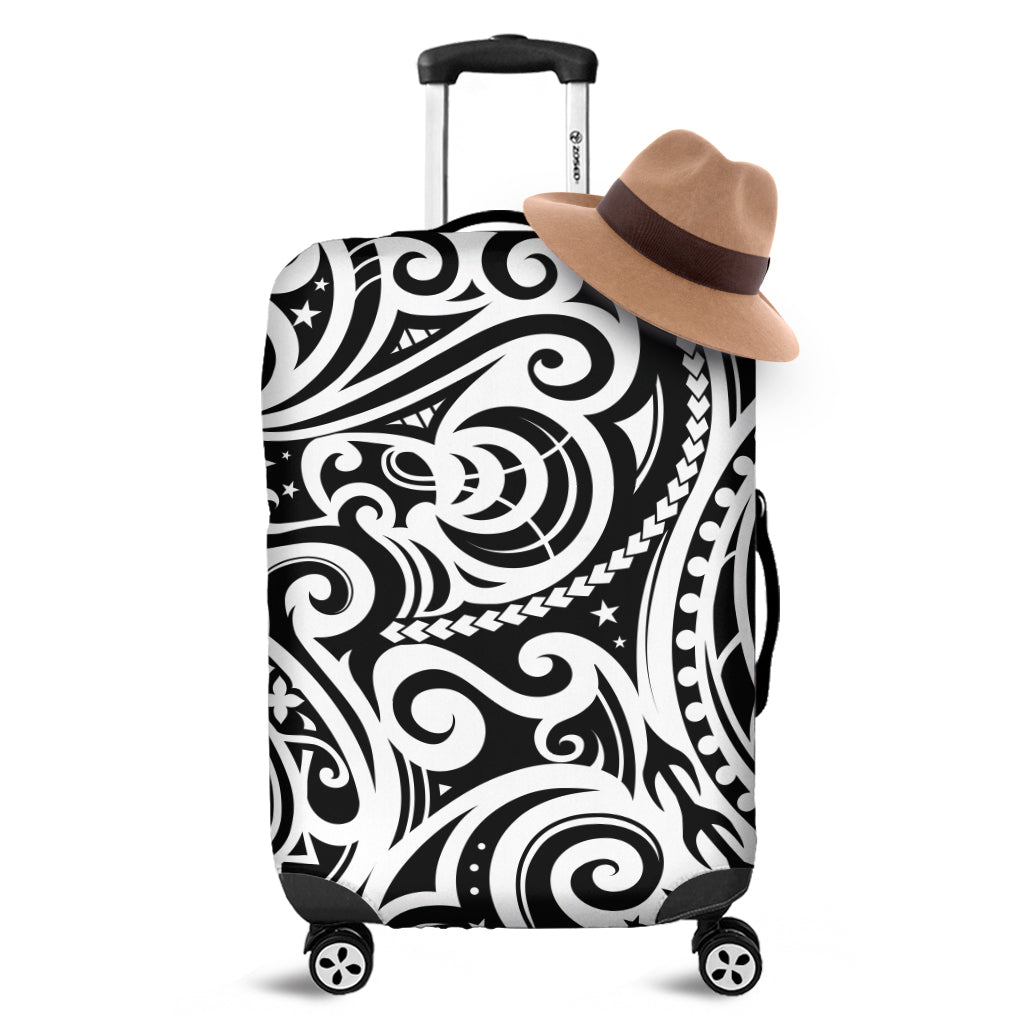 Black And White Polynesian Tattoo Print Luggage Cover