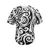 Black And White Polynesian Tattoo Print Men's Baseball Jersey