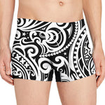 Black And White Polynesian Tattoo Print Men's Boxer Briefs