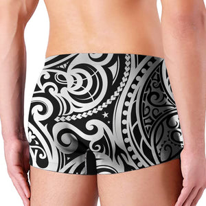 Black And White Polynesian Tattoo Print Men's Boxer Briefs