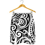 Black And White Polynesian Tattoo Print Men's Shorts