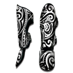 Black And White Polynesian Tattoo Print Muay Thai Shin Guard