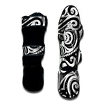 Black And White Polynesian Tattoo Print Muay Thai Shin Guard