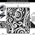 Black And White Polynesian Tattoo Print Oversized Sofa Protector