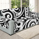 Black And White Polynesian Tattoo Print Oversized Sofa Protector