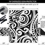 Black And White Polynesian Tattoo Print Oversized Sofa Protector