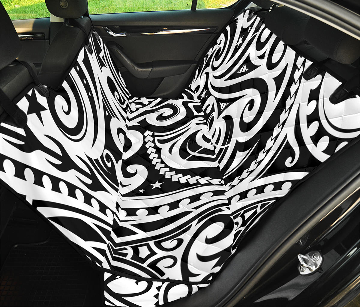 Black And White Polynesian Tattoo Print Pet Car Back Seat Cover