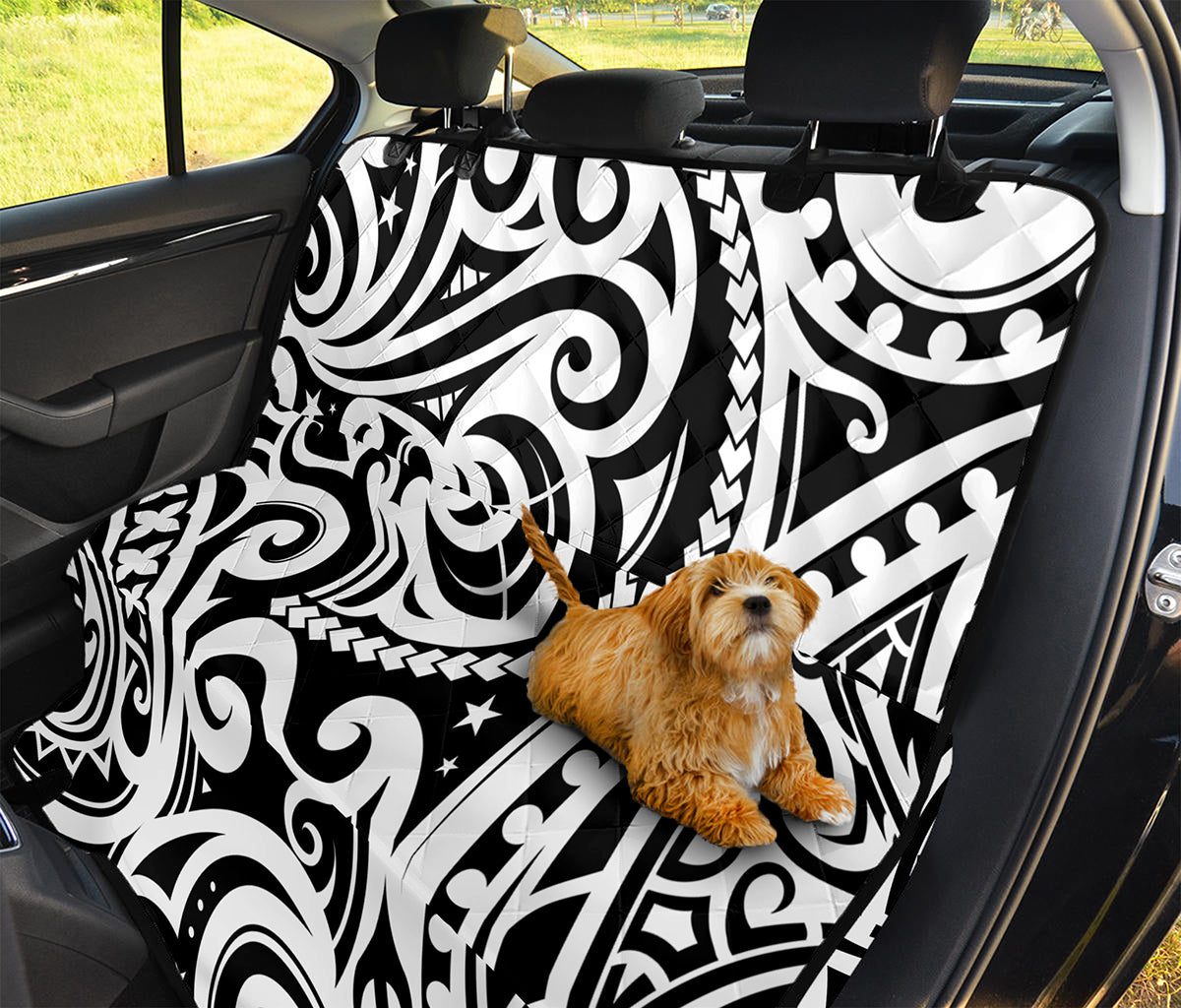 Black And White Polynesian Tattoo Print Pet Car Back Seat Cover