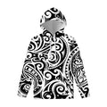 Black And White Polynesian Tattoo Print Pullover Hoodie