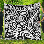 Black And White Polynesian Tattoo Print Quilt