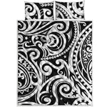 Black And White Polynesian Tattoo Print Quilt Bed Set