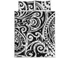 Black And White Polynesian Tattoo Print Quilt Bed Set