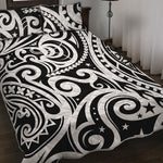 Black And White Polynesian Tattoo Print Quilt Bed Set