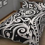 Black And White Polynesian Tattoo Print Quilt Bed Set