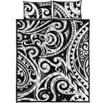 Black And White Polynesian Tattoo Print Quilt Bed Set