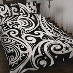 Black And White Polynesian Tattoo Print Quilt Bed Set