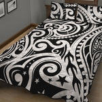 Black And White Polynesian Tattoo Print Quilt Bed Set