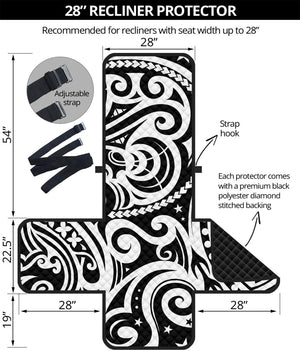 Black And White Polynesian Tattoo Print Recliner Protector