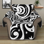 Black And White Polynesian Tattoo Print Recliner Protector