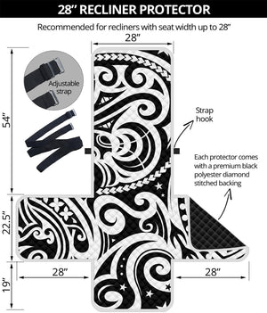 Black And White Polynesian Tattoo Print Recliner Protector