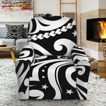 Black And White Polynesian Tattoo Print Recliner Slipcover