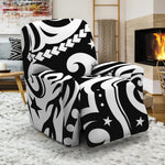 Black And White Polynesian Tattoo Print Recliner Slipcover