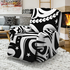 Black And White Polynesian Tattoo Print Recliner Slipcover