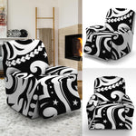 Black And White Polynesian Tattoo Print Recliner Slipcover