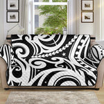 Black And White Polynesian Tattoo Print Sofa Protector