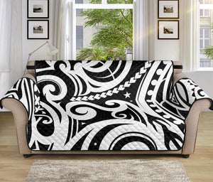 Black And White Polynesian Tattoo Print Sofa Protector