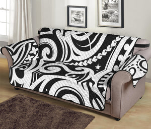 Black And White Polynesian Tattoo Print Sofa Protector