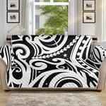 Black And White Polynesian Tattoo Print Sofa Protector