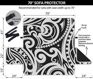 Black And White Polynesian Tattoo Print Sofa Protector