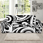 Black And White Polynesian Tattoo Print Sofa Slipcover