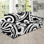 Black And White Polynesian Tattoo Print Sofa Slipcover