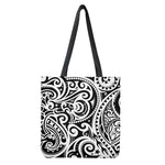 Black And White Polynesian Tattoo Print Tote Bag