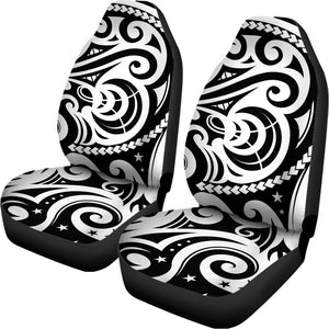 Black And White Polynesian Tattoo Print Universal Fit Car Seat Covers