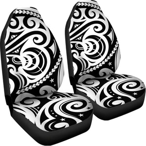 Black And White Polynesian Tattoo Print Universal Fit Car Seat Covers