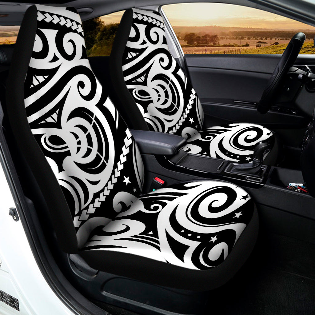 Black And White Polynesian Tattoo Print Universal Fit Car Seat Covers