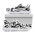 Black And White Polynesian Tattoo Print White Running Shoes